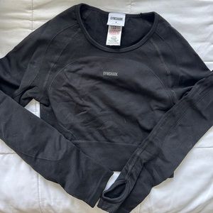 Gymshark black cropped long sleeve cut out back